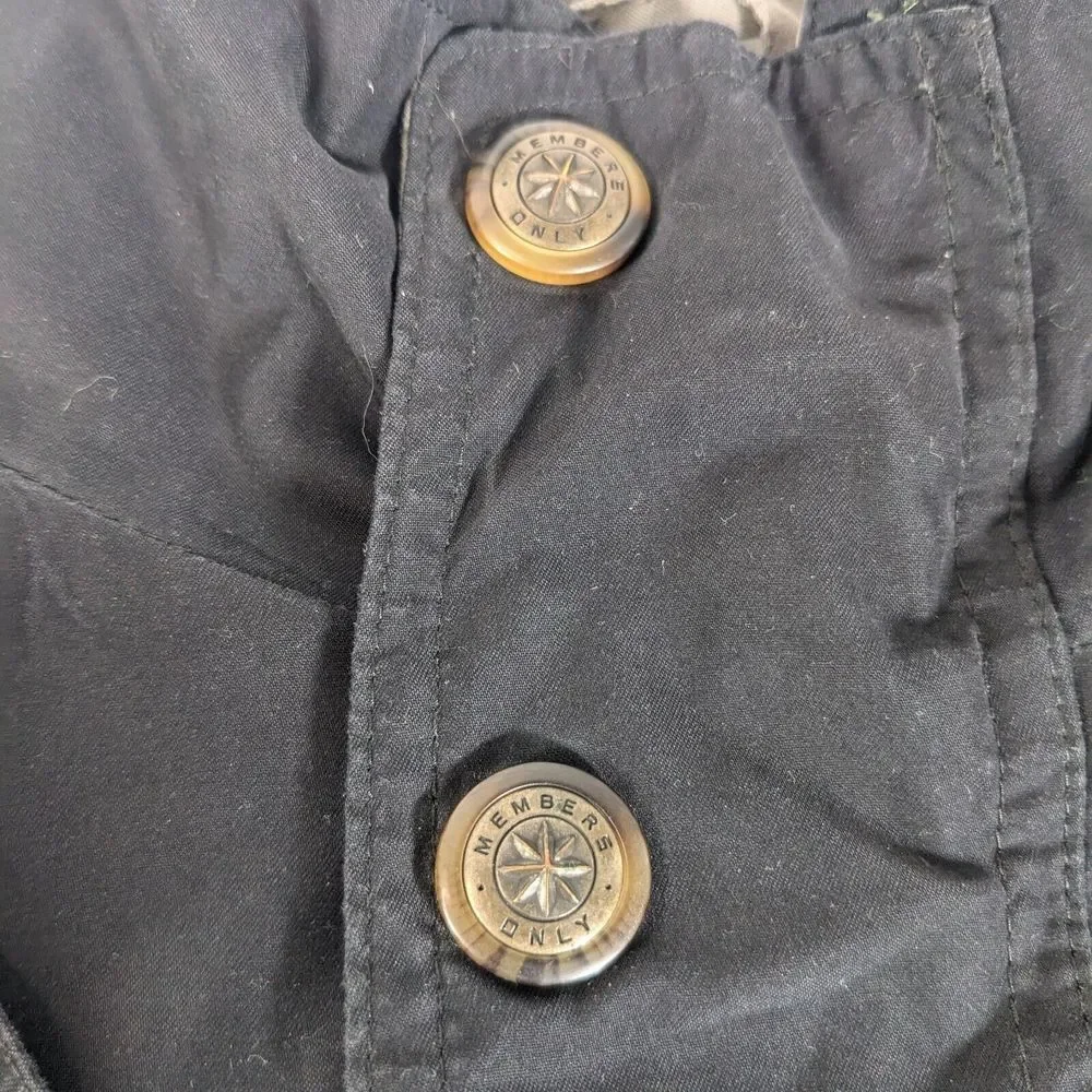 Vintage Members‎ Only Microfiber Men's XL Long Full Zip Brass Snaps Black Jacket